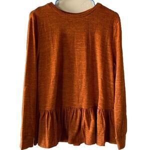 Burnt Orange Large Baby Doll Long Sleeved Top